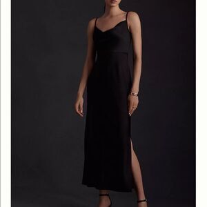 BHLDN Black cowl neck slip dress